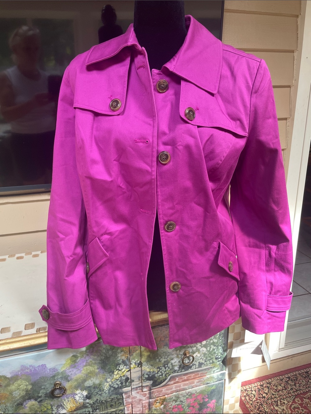 NWT Charter Club In The Dunes Pink (Fushsia) Button-Front Jacket